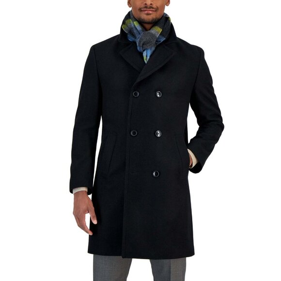 Nautica Men's Classic fit Double Breasted Overcoat Black Size 40 T/L39.5 Black